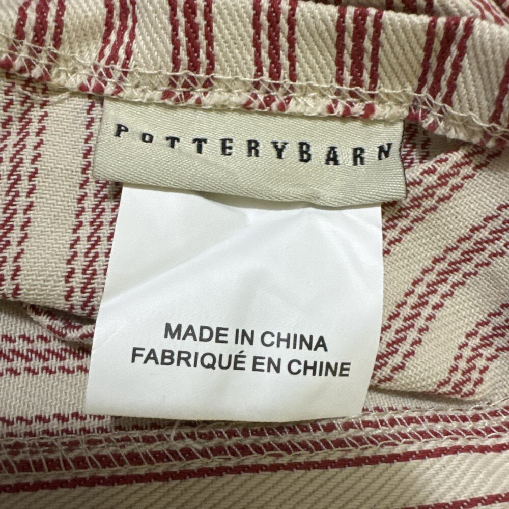 Pottery Barn Red/Cream Ticking Stripe Small Sofa Tailored Adjust SlipCover New  - Picture 4 of 16
